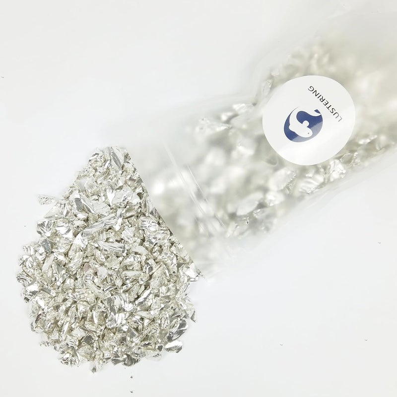 LUSTERING High Luster Crushed Glass Glitter, 6-9mm Fire Glass, Broken Glass, Glass Chips for Fire Pit Crafts DIY Epoxy Resin Art, Geode Painting, Vase Filler, Aquarium Garden Decoration,330g (Silver) - Image 5